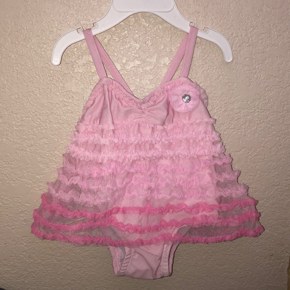 Kids Ombre Pink Ruffle Swimsuit